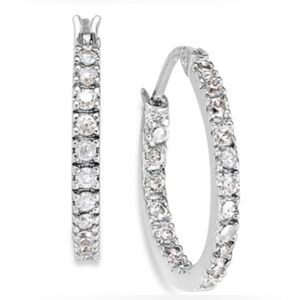 NWT Giani Bernini Sm Sterling Silver CZ Hoop Earrings, 0.6", (3/4 Ct. T.w.)
